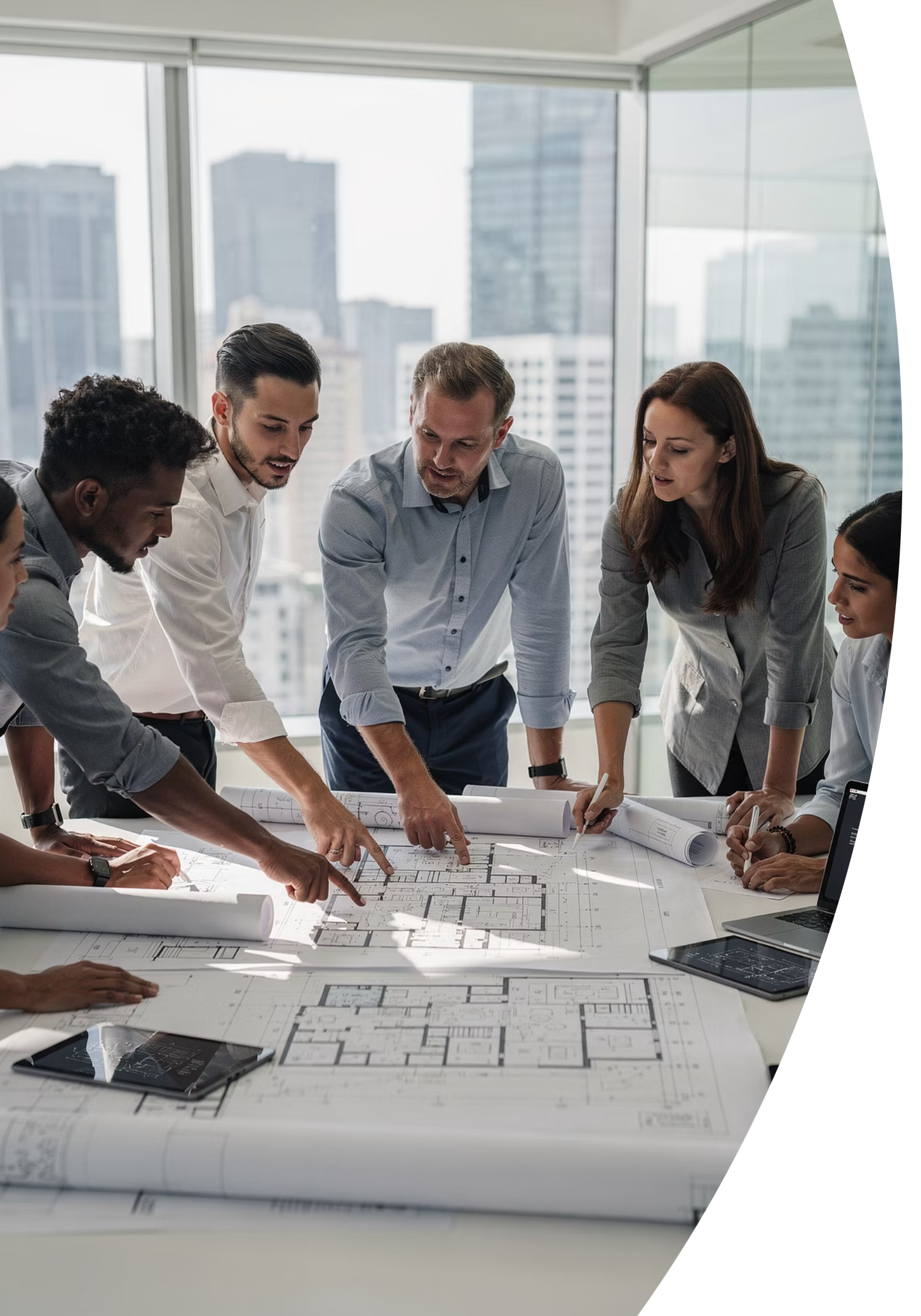 Equipo de profesionales colaborando en oficina
